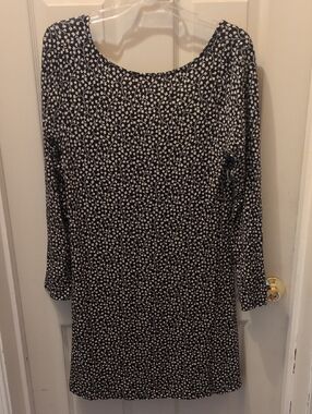 Old Navy Black and White Printed Midi Jersey Dress